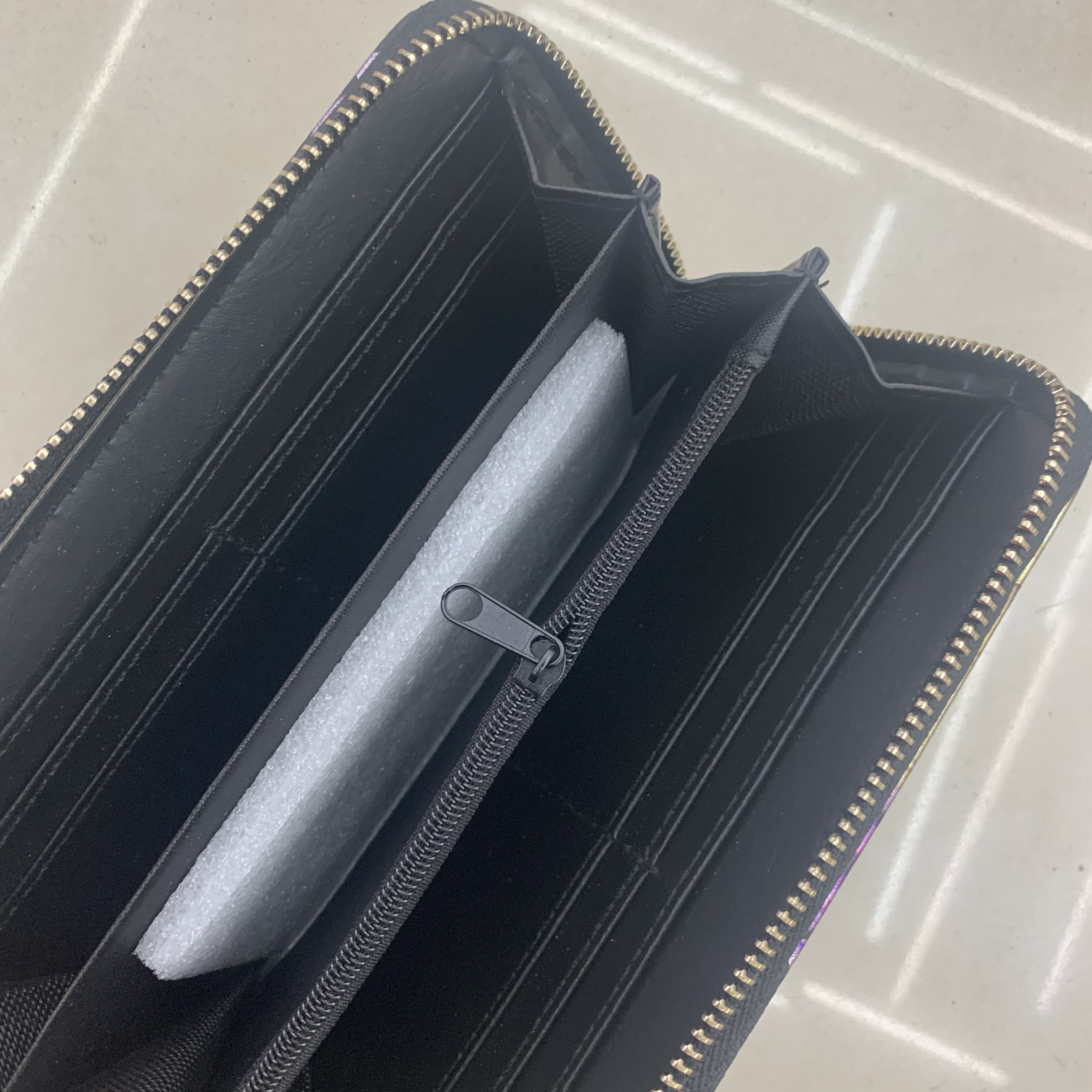 Korean Version Retro Simple Small Pocket Change Purse Women Long Three Fold New Fashion Women Pu Leather Women's Folding Specification drawing