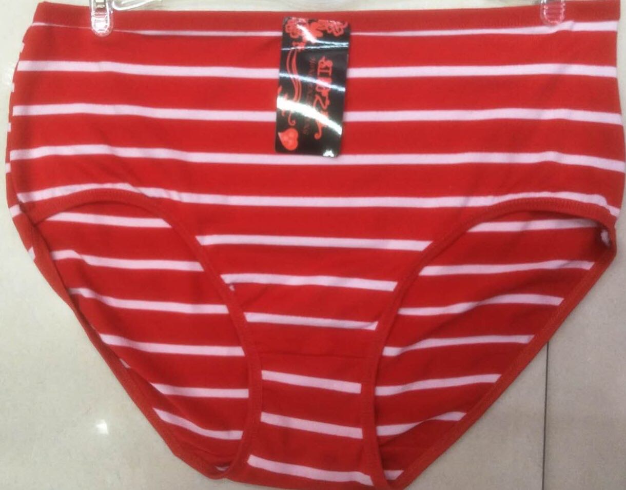 Foreign trade ladies red striped panties middle waist casual shorts loose briefs details Picture