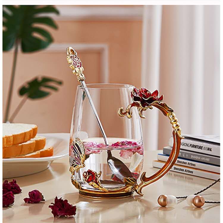New European-style crystal glass cups and enamel-colored glass household glass cups Specification image