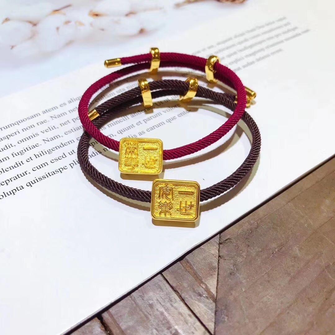 精品硬金牌古风手绳细节图