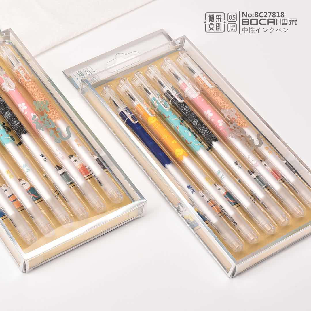 厂家批发6支装排笔御猫记0.5MM中性笔产品图