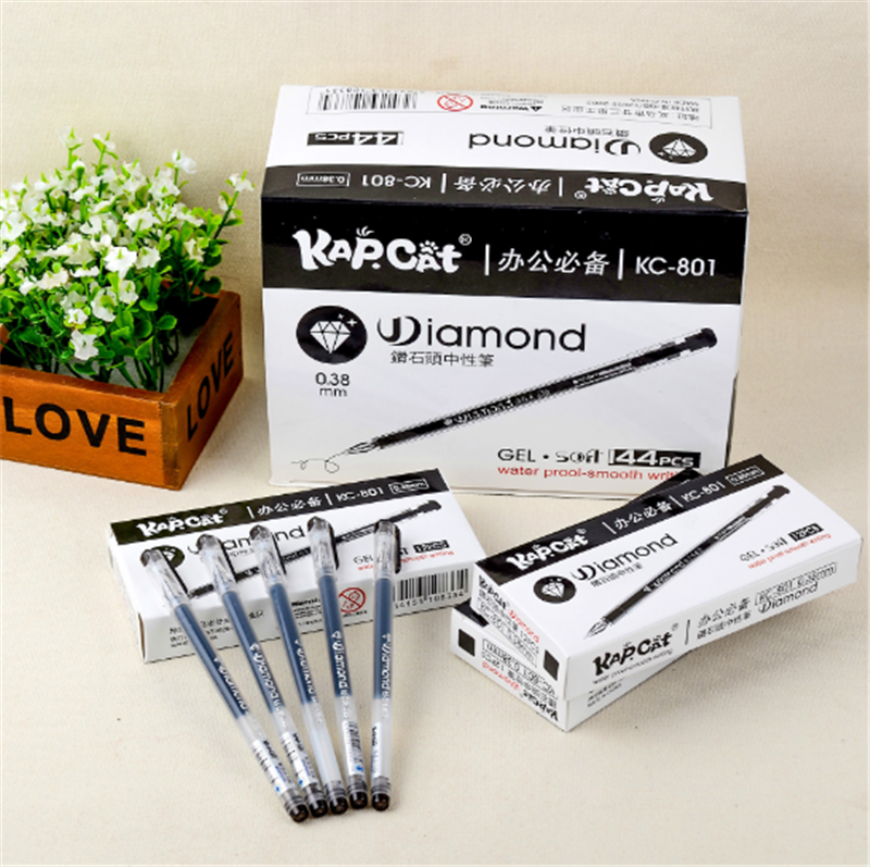 黑色钻石头中性笔学生签字笔办公用笔