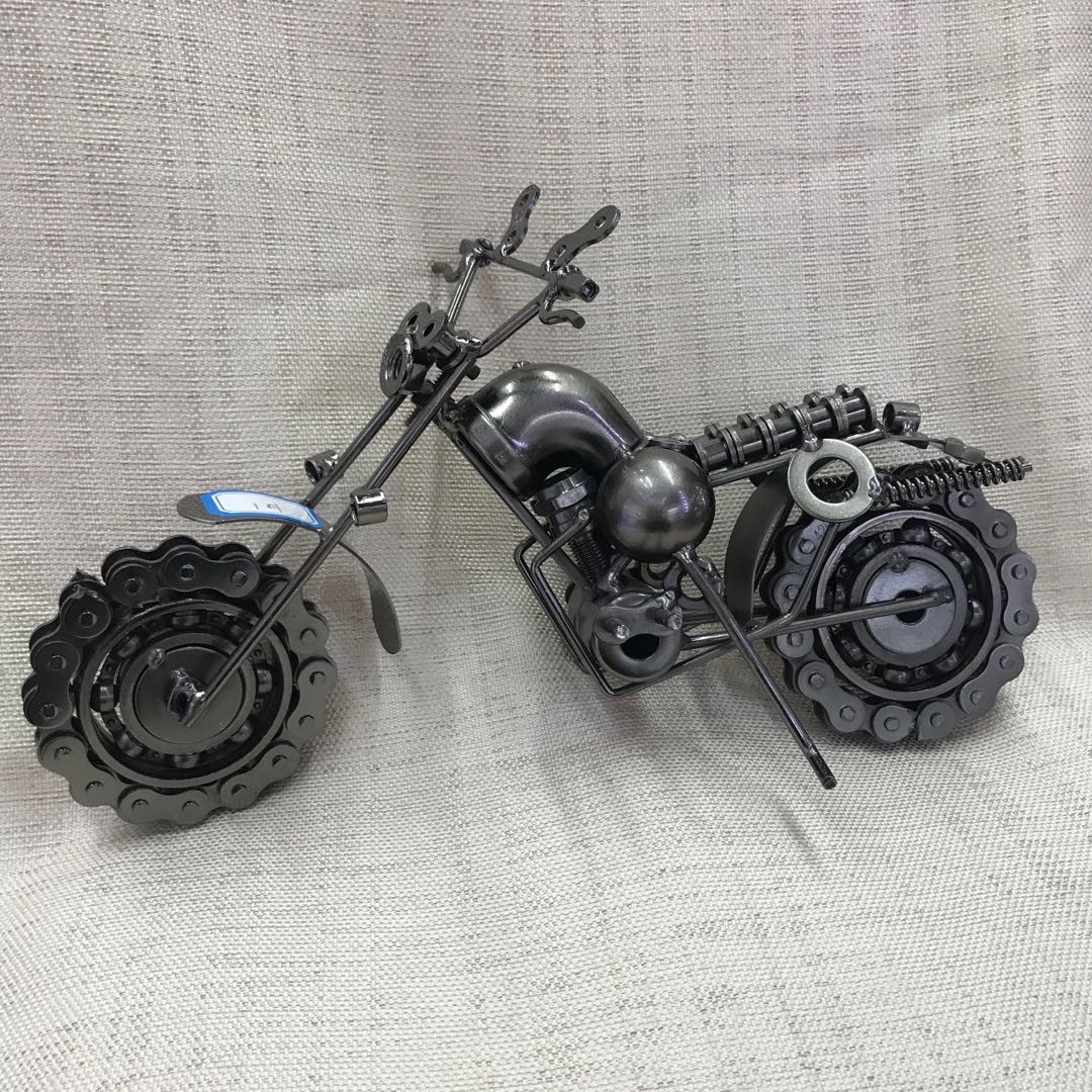 Vintage Hand-Wrought Iron Motorcycle Home Wine Cabinet Decor Living Room Car Model Small Creative Crafts details Picture