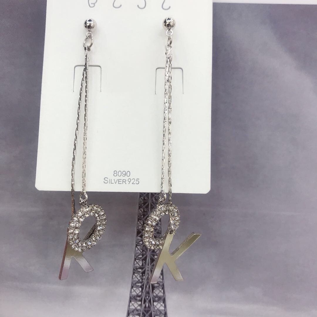 Korean-style creative letter earrings, long tassels, slimming and versatile earrings