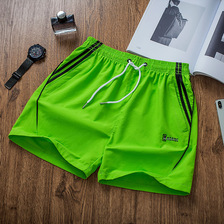 夏季男士休闲短裤跑步健身三分运动裤拉链口袋居家睡裤速干沙滩裤绿色