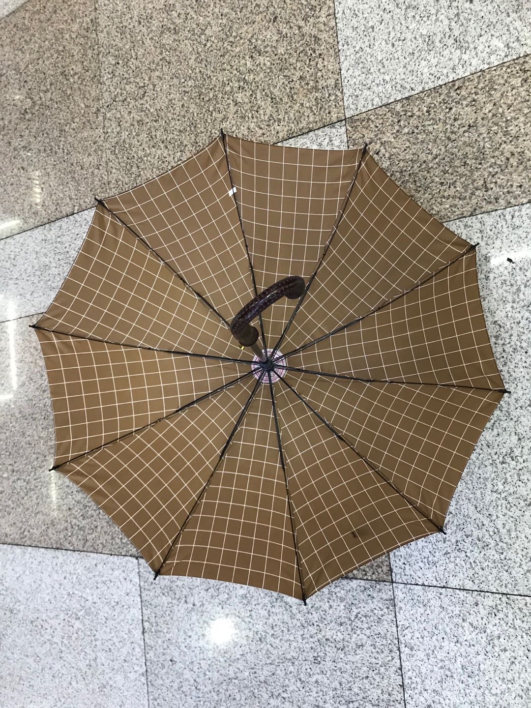 十骨雨伞女弯柄伞晴雨两用格子伞太阳伞防晒防紫线伞产品图