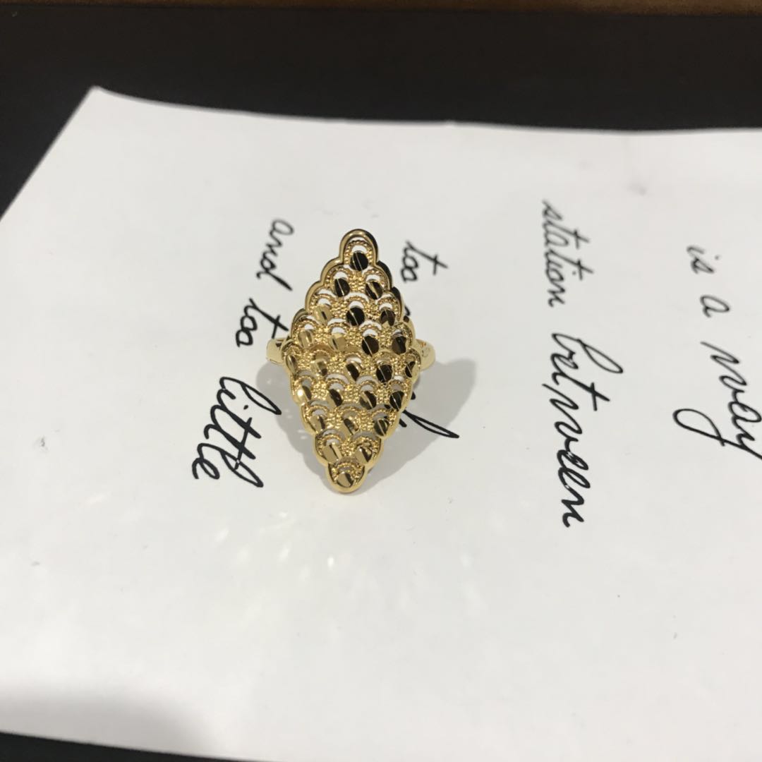 High quality hollowed-out gold ladies' rings open men's rings brass gold plated rings thumbnail