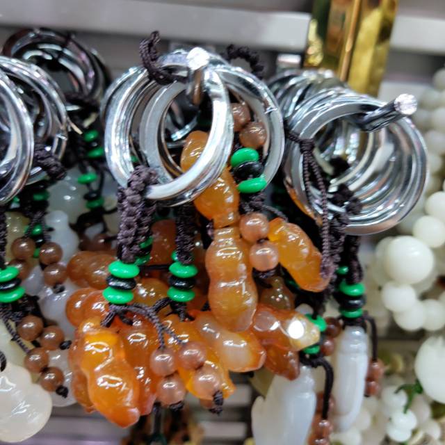 玉髓玛瑙钥匙扣手工艺品，佛教工艺品