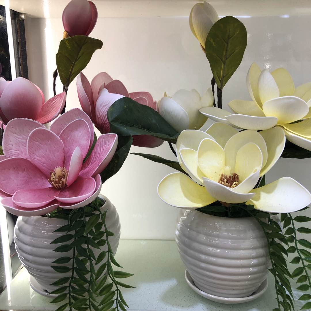 4 Magnolia Green Plant Big Potted Living Room Home Table Decoration Flower Simulation Flower Fake Flower
