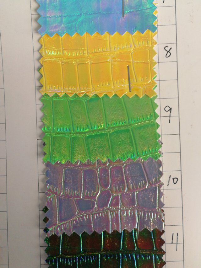 Factory direct sales of hot-selling new PVC iridolent crocodile pattern leather, large stock of high, medium and low-end luggage, sofa, shoe materials and fabrics Specification image