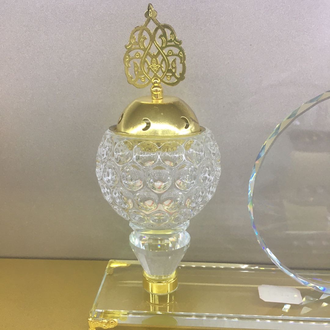 BEF-1水晶香炉可印图案 铁艺香炉摆件玻璃卧室装饰香炉产品图