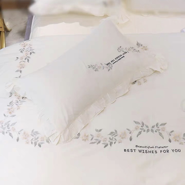 Korean 60 Cotton Small Fresh Embroidery Long Staple Cotton Four-Piece Set Specification drawing