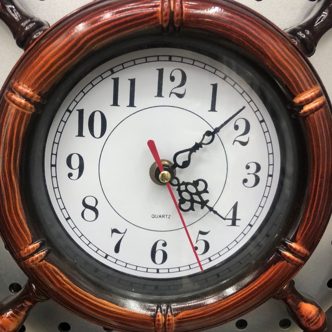 钟表挂钟客厅美式帆船挂钟创意欧式金属静音实木艺术装饰钟表时尚产品图
