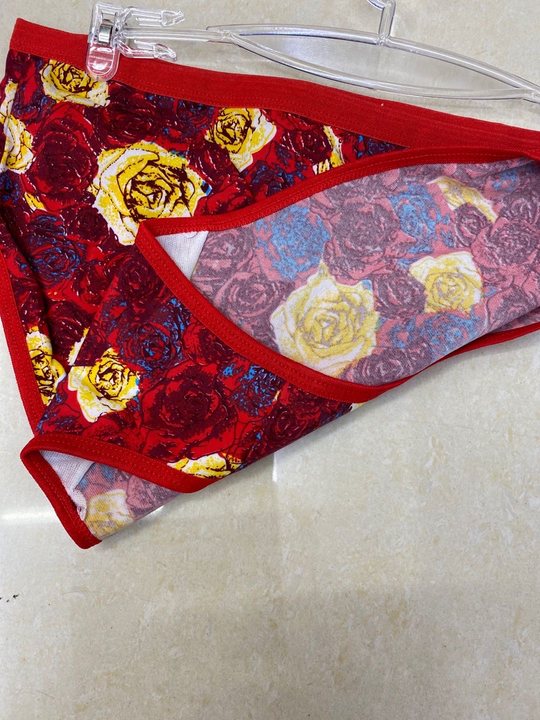 Women's Cotton Antibacterial Inner Crotch Large Size Big Red Printed Series Underwear Specification drawing