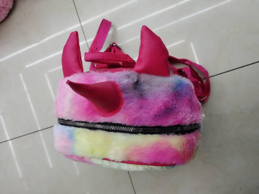 Cat Painted Plush Backpack Side View