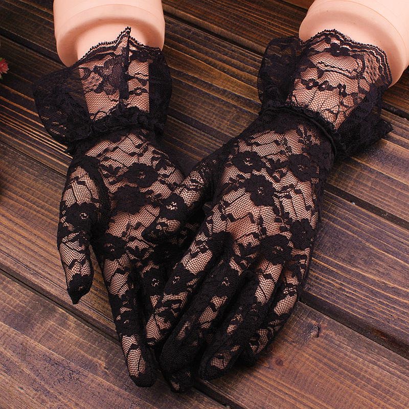 Korean summer women's driving sun protection gloves/Short lace gloves/Lace wedding gloves with lace in multiple colors Specification image