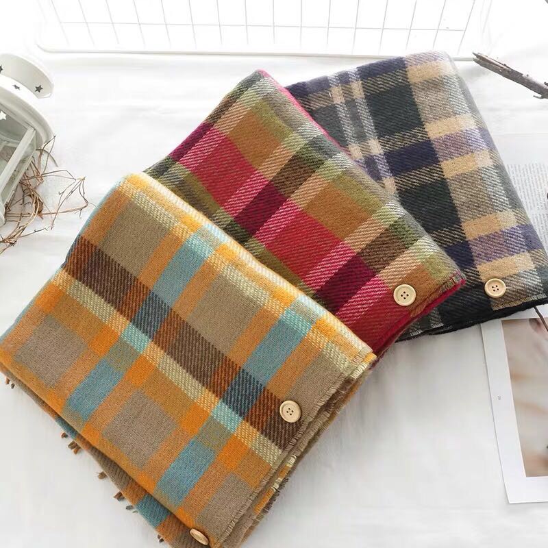 Cashmere Shawl Autumn-Winter New Plaid Double-Sided Double Use Thick Fringe Warm Women's Multi-Purpose Scarf Cloak Specification drawing