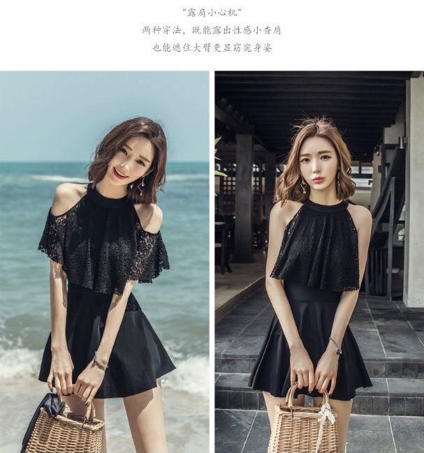 游泳衣女士性感小胸聚拢遮肚分体平角比基尼温泉泳装产品图