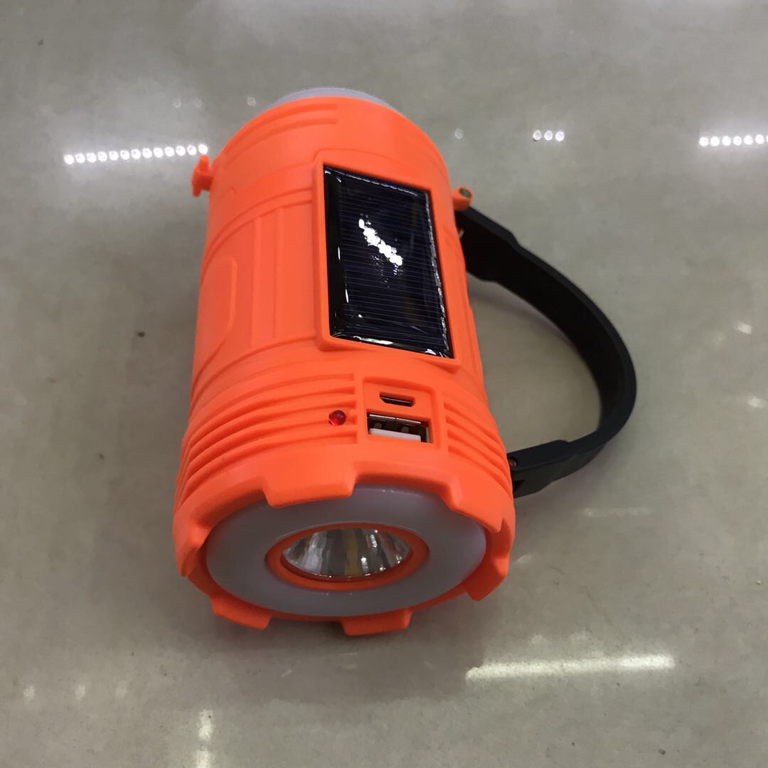 手电筒荧光橙照明设备太阳能发电经久耐用携带方便图