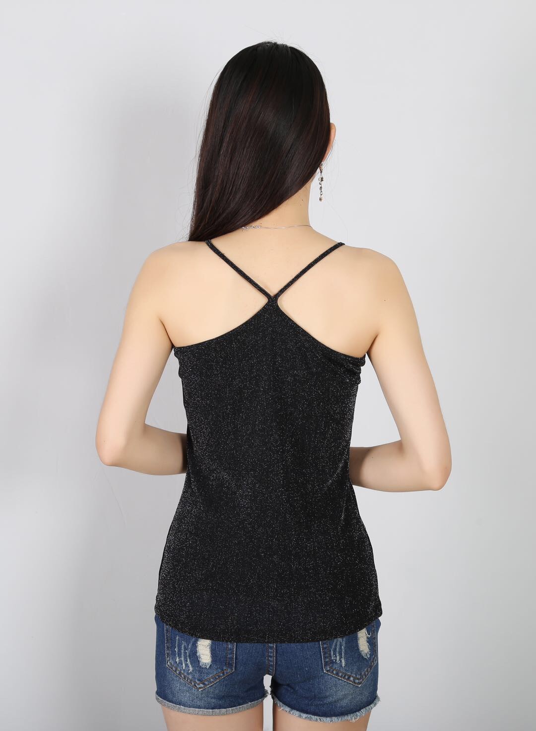 New Base Lace Lace Camisole Sexy Back Cross Long Top Chest Anti-Slip details Picture
