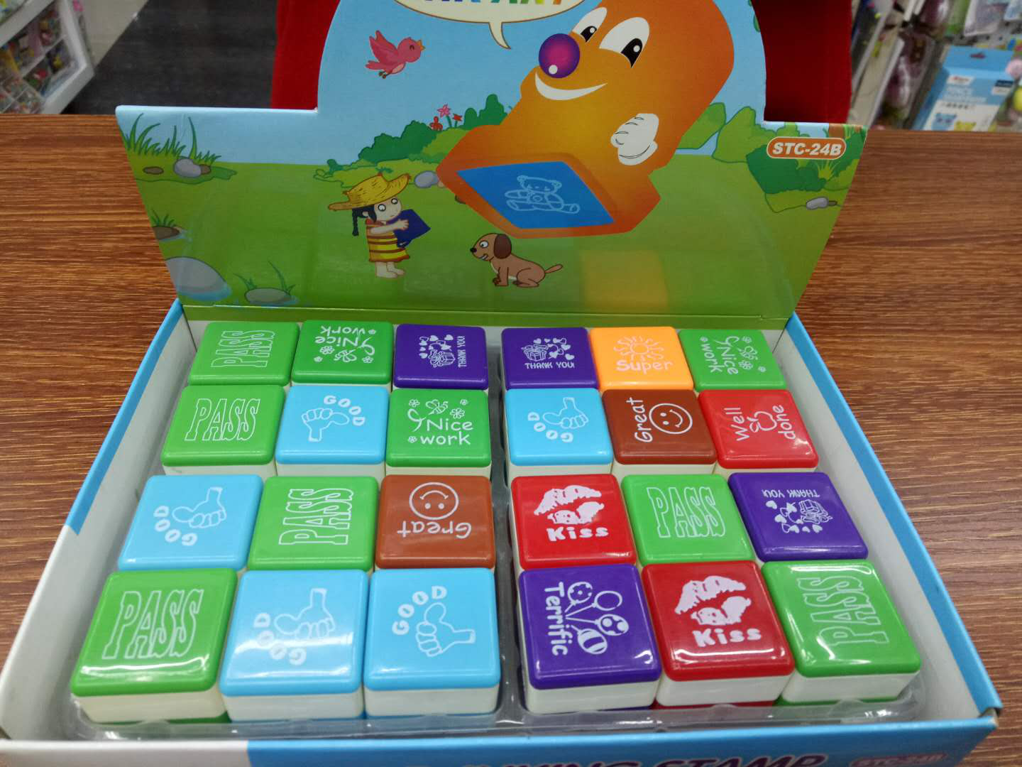 印章可爱卡通儿童评语教学用品学生英文印章鼓励章