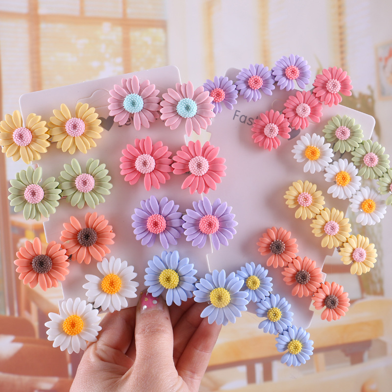 小雏菊彩色夹子头饰发夹糖果色鸭嘴夹顶夹刘海泫雅碎发花朵马尾夹产品图