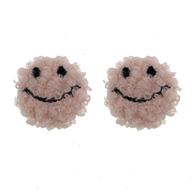 秋冬款仿泰迪毛个性笑脸毛绒包布扣diy耳饰配件发饰饰品材