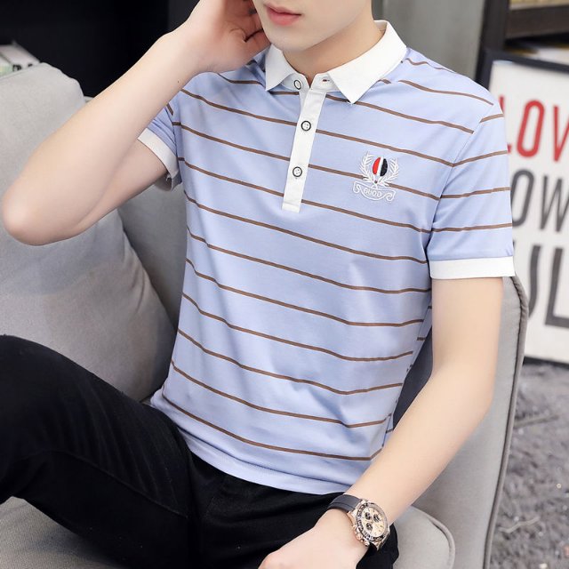 Market pure cotton summer men's short-sleeved T-shirt, round neck, trendy half-sleeved, Korean-style top for young students, men's large-sized details Picture