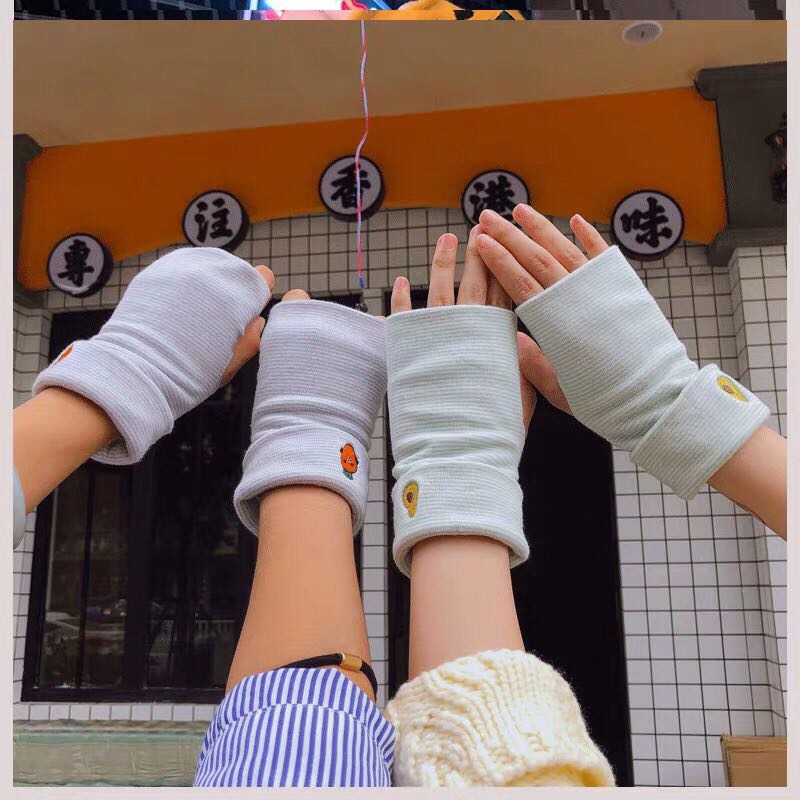 半指手套男女士春秋季薄款针织纯色黑色露指学生写字保暖手套冬天产品图