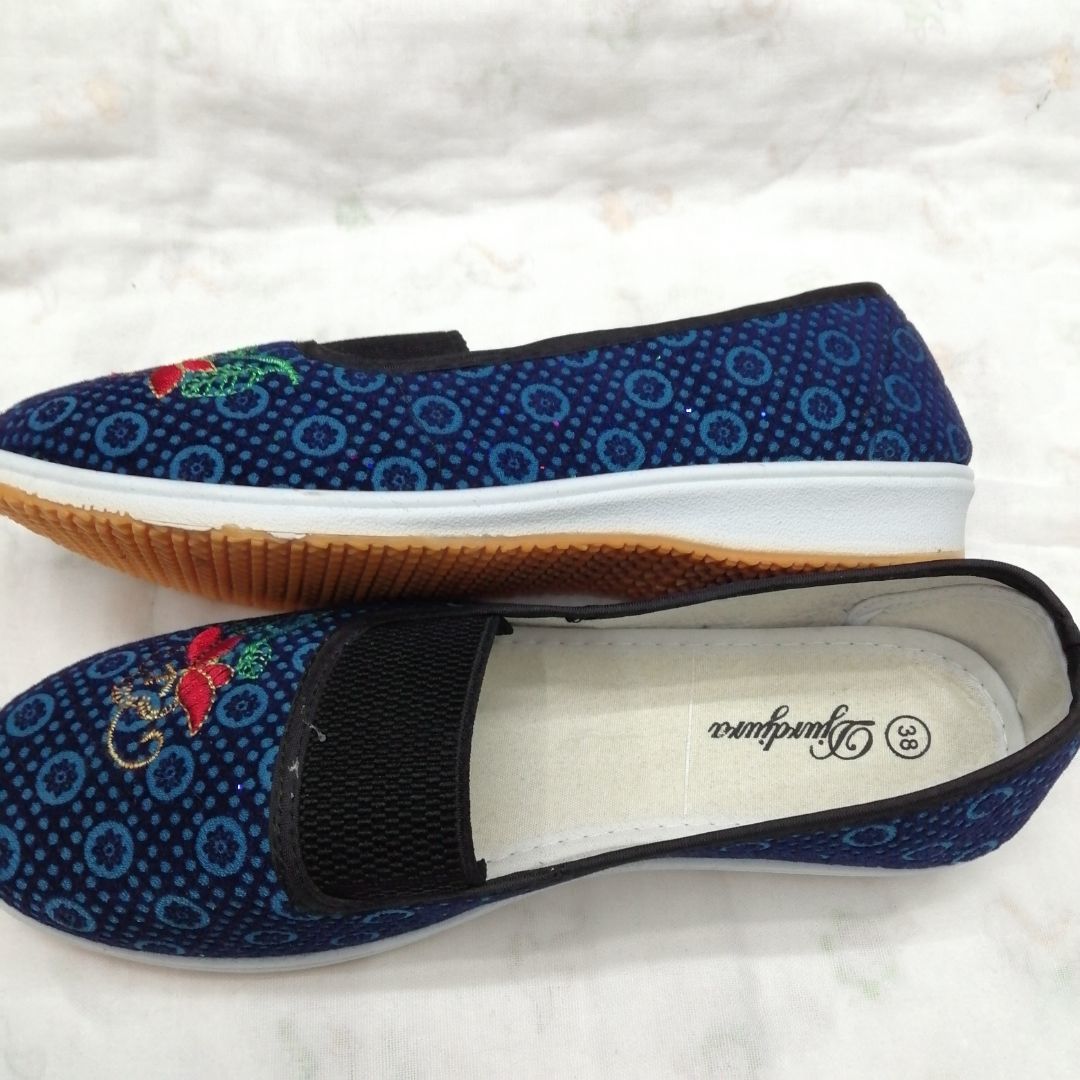 Floral Round Tattoo Flower New Cloth Shoes Female Work Field Work Anti-Slip Wear-Resistant Soft Sole Single Shoe Rubber Shoes Tendon Sole Shoes For The Elderly Specification drawing