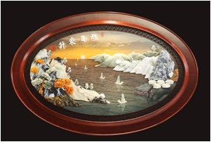 新中式手工玉雕装饰画天然玉石手工雕刻实木框条