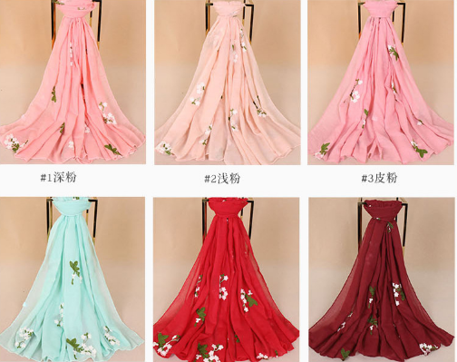 Spring and autumn women's ethnic style versatile artistic embroidered polyester shawl and scarf