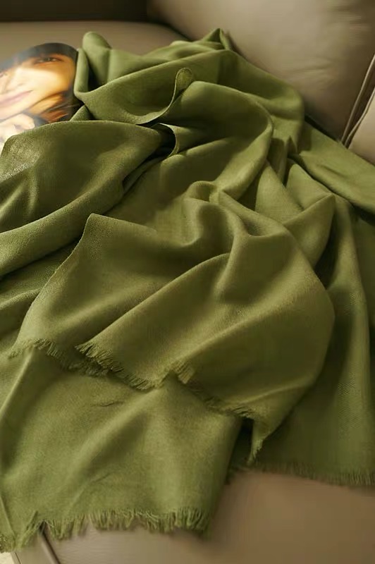 Solid Color All-In-One Mid-Length Scarf Green Avocado Green Scarf Cape Dual Purpose Specification drawing