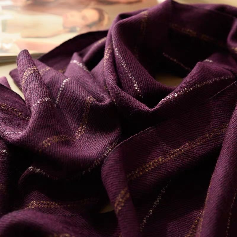 Purple Phnom Penh Fringe Long Design Scarf Warm Korean Fashion details Picture