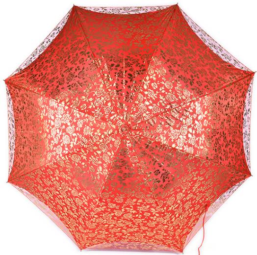结婚婚庆大红色伞新娘伞金钩超轻雨伞 直杆蕾丝烫金新娘伞批发产品图