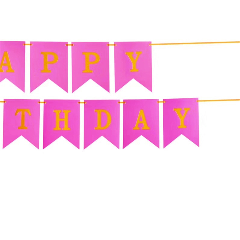 紫色烫金生日快乐鱼尾旗帜字母拉旗派对聚会装饰生日快乐道具细节图