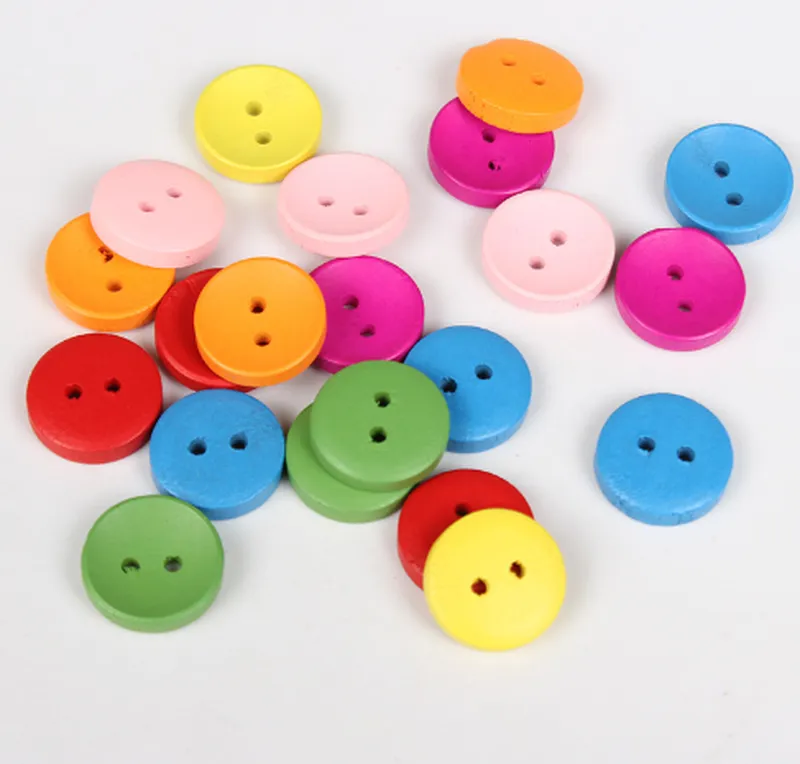 Wooden Buttons Colored Bowl Buttons Handmade Diy Accessories Children's Hand-Painted Materials
