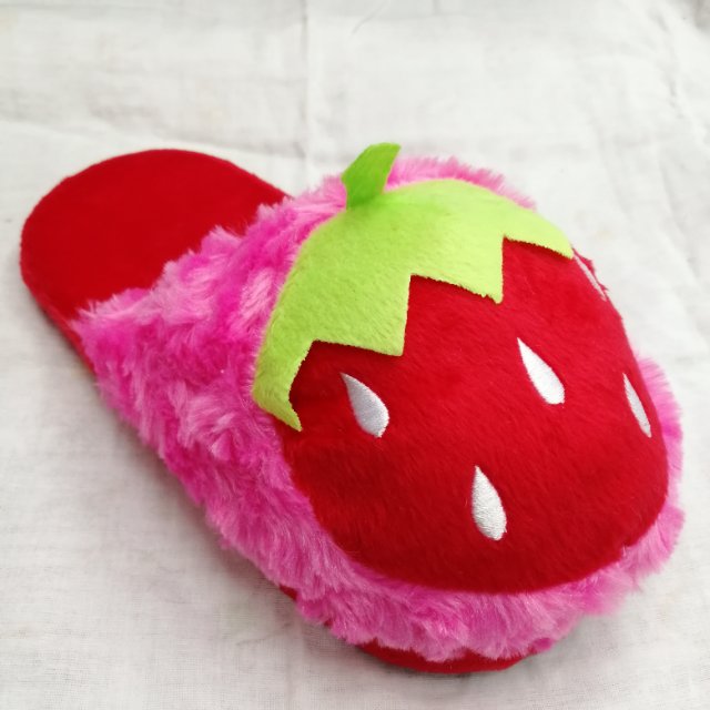 Strawberry 3D Three-Dimensional Cute Cartoon Autumn Winter Warm Plush Home Cotton Slippers details Picture