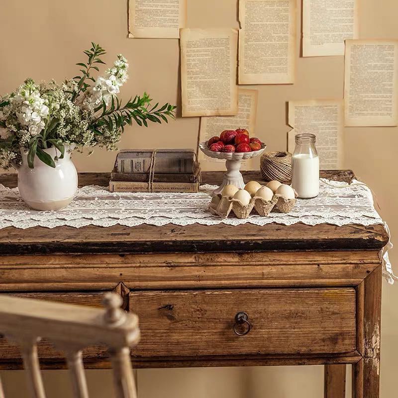 American Nordic White Lace Modern Simple Light Luxury Table Flag details Picture