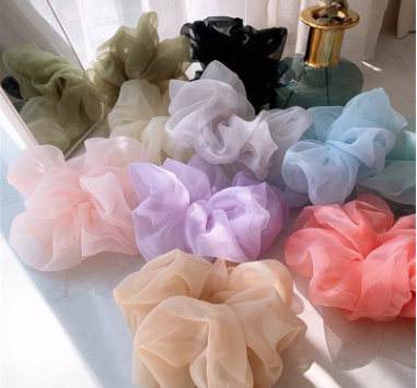 Simple temperament organza large intestine hair ring head rope web celebrity ins holster head flower thumbnail