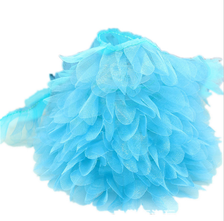 4cm Dreamy three-piece gauze hazy doll pleated lace decorative folded flower DIY material Specification image