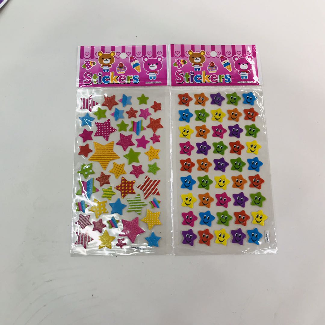 儿童贴纸七彩水晶3D立体贴贴纸智力贴贴纸装饰小图案卡通粘贴纸