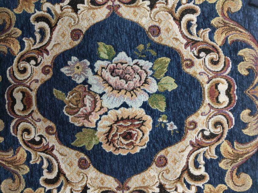 Blue printed Chenille dining chair cushion Specification image