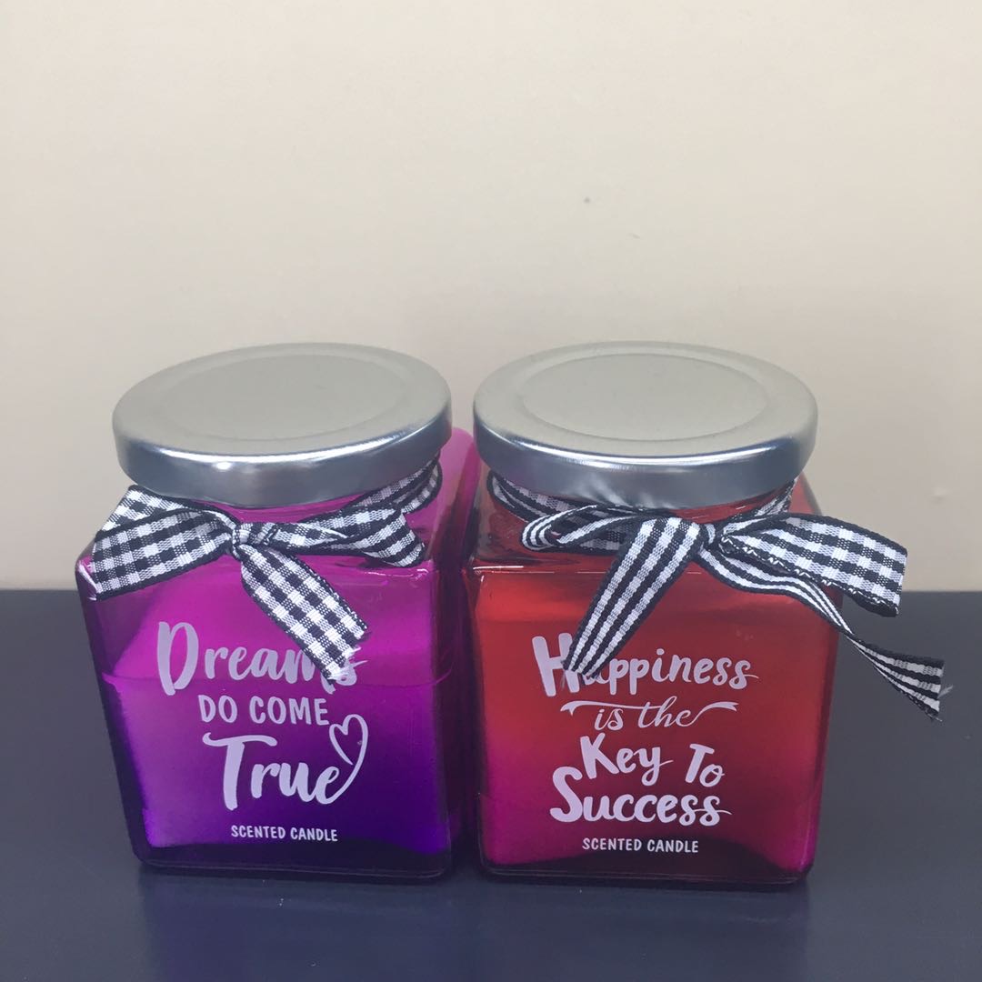 XG glass ribbon candle Essential oil scented candle Square cup Anshen to help sleep Yijia purify the air to send bestie companion hand gift