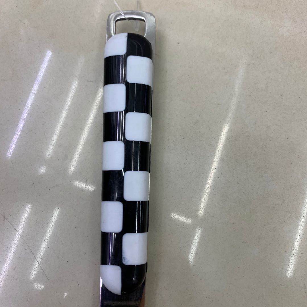 防烫火锅汤勺漏勺粥勺蓝白方格手柄厨具细节图