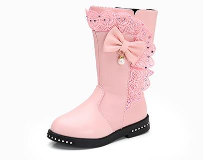 秋冬新品韩版女童公主鞋花朵珍珠女童棉鞋二棉加绒女童雪地靴图