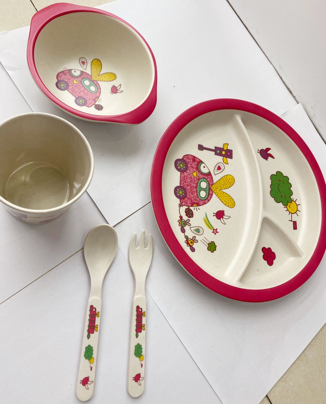 Cartoon Traffic Lights Children's Full Set Of Family Dining Plates Divided Into Three Grid Plates