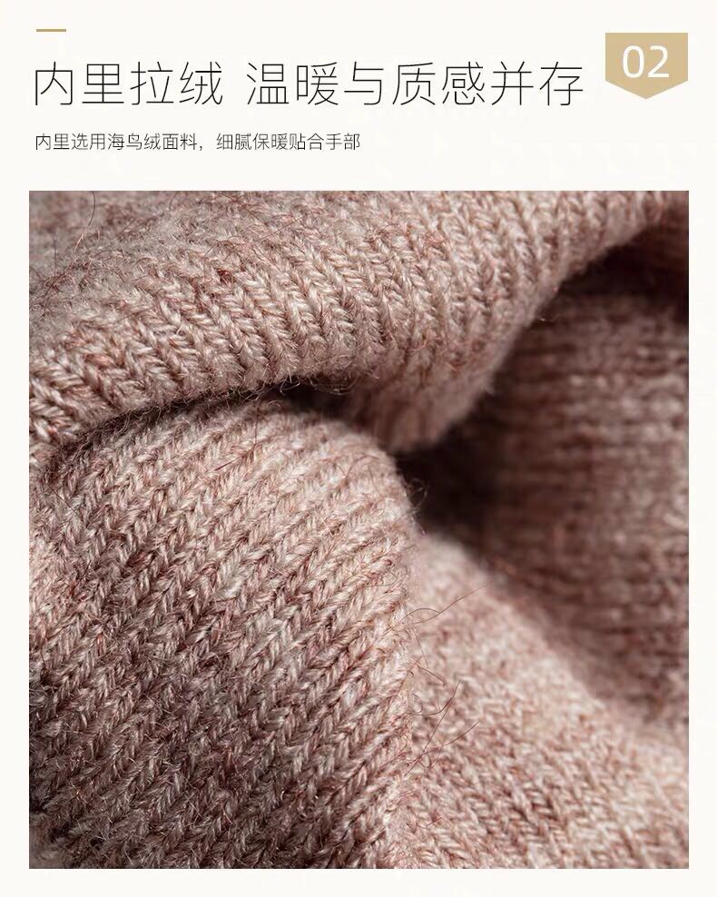 露指手套冬天女冬季半指翻盖棉可爱加厚毛线学生写字加绒保暖防寒产品图