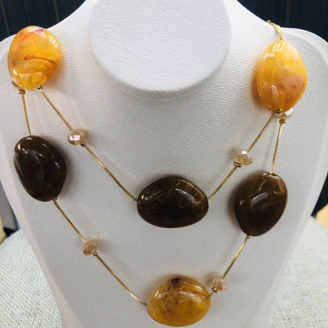 Europe and the United States trend imitation beeswax gemstone modeling necklace personality fashion matching environmental protection allergy necklace 1