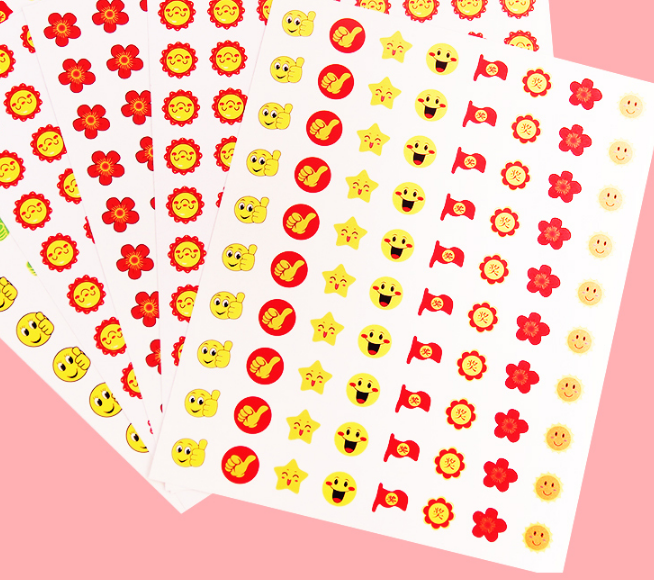 Huangcheng Stationery Office Culture Learning Stationery Sticker Sticker Star Sticker Children's Reward Sticker Little Red Flower Kindergarten Reward Sticker Praise Sticker Self-Discipline Table full figure